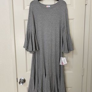 NWT Lularoe Maurine Dress - Grey Ribbed Solid